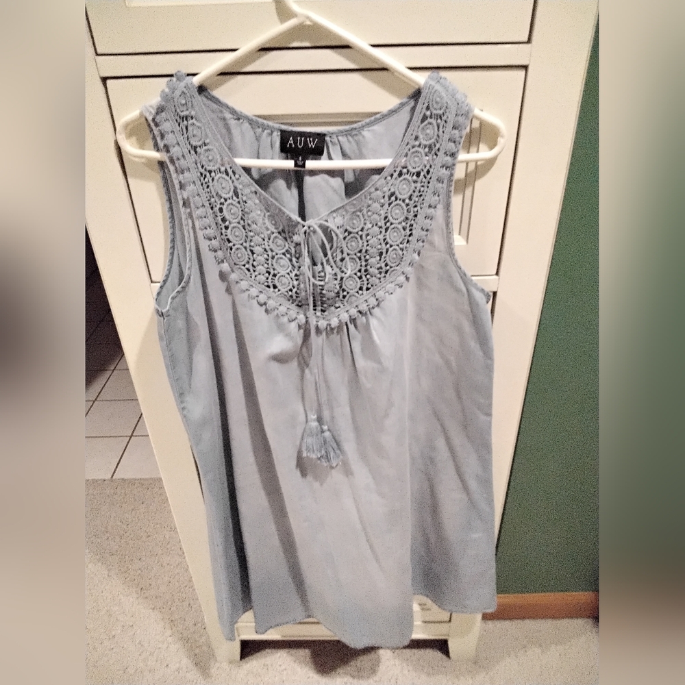 AUW Women's Blue Sleeveless Dress